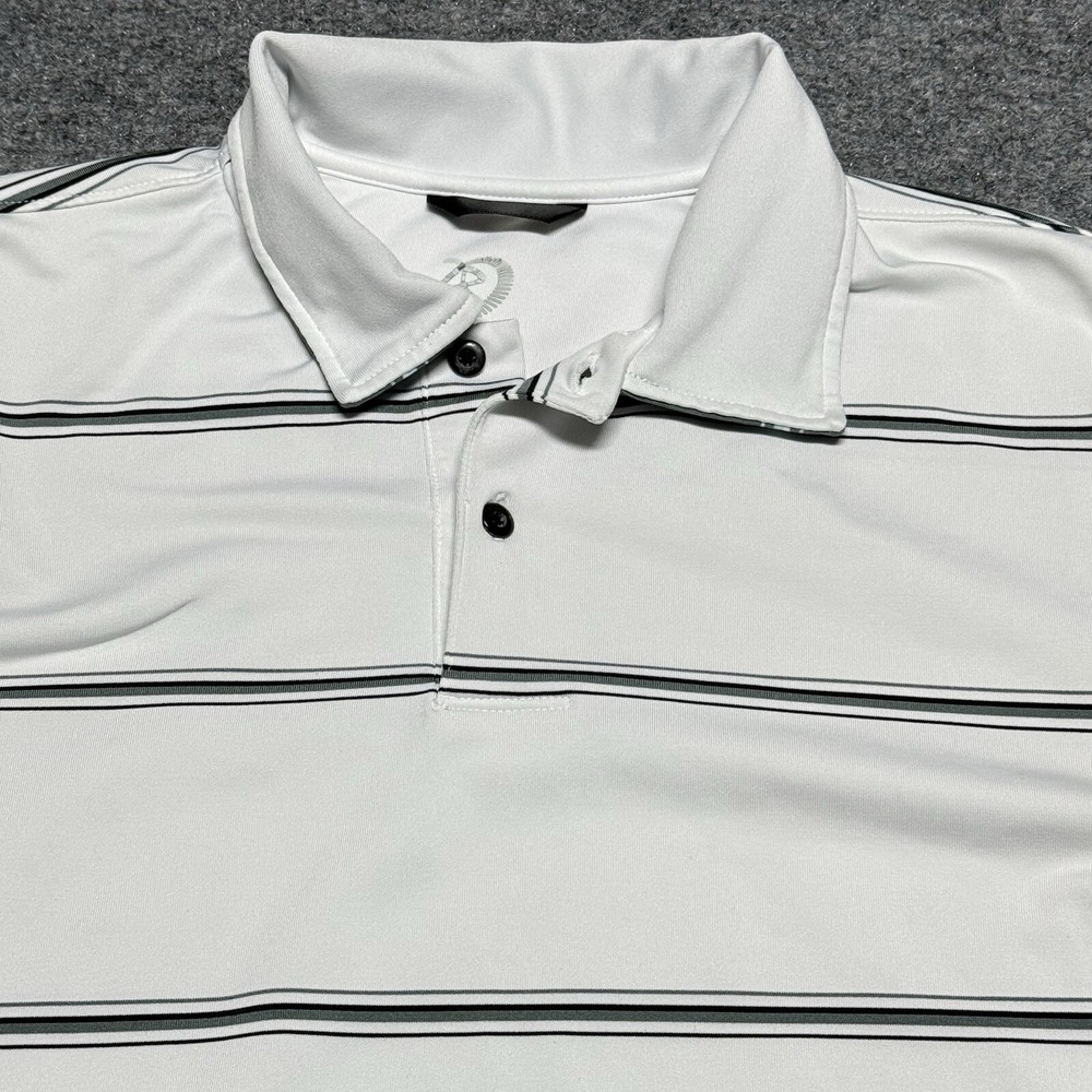 Zero Restriction Polo Shirt Mens M White Striped Tour Series Short Sleeve Golf